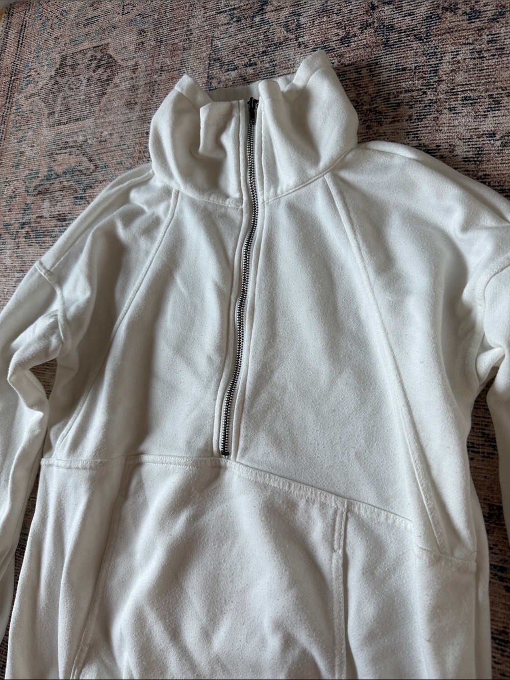 Women's Cream Half-Zip Pullover Hoodie - Picture 3 of 4